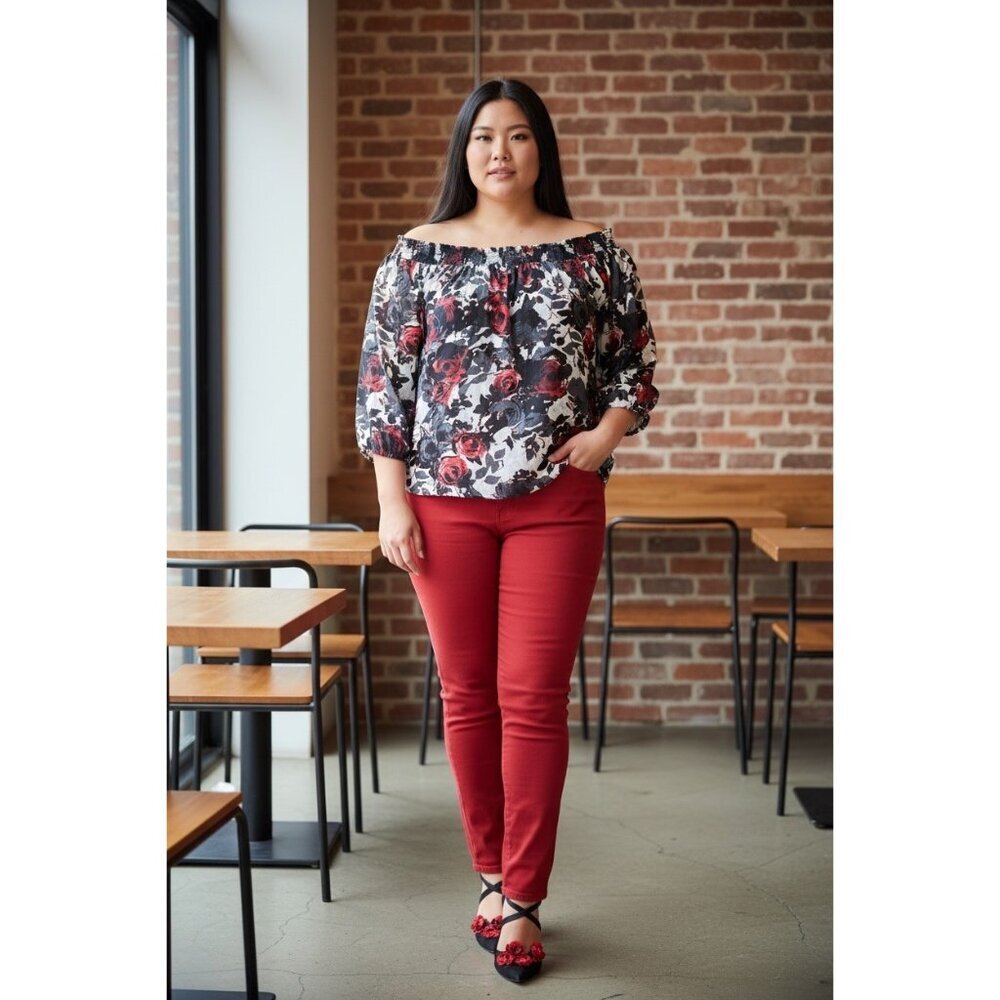 Buffalo Jeans Women's Floral Cold Shoulder Shear Top